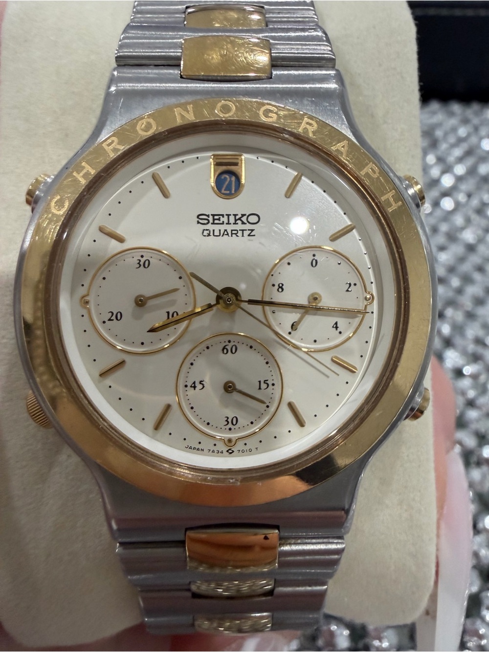 Seiko Two-Tone Gold and Silver Chronograph Quartz Watch